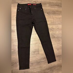 Guess Black Straight Stretch Jeans with Gold Hardware